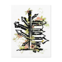 arrows floral sign postcards