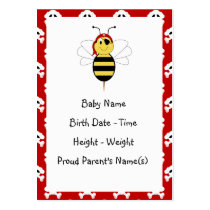 Arrr!Bee Bumble Bee Birth Announcement business cards