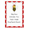 Arrr!Bee Bumble Bee Birth Announcement Inserts