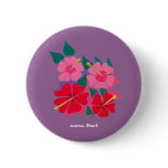 Art Badge Button: Hibiscus Purple
