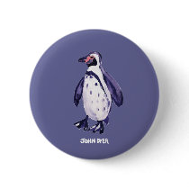 Art Badge Button: John Dyer Purple Penguin by johndyergallery Art Badge Button: John Dyer Purple Penguin