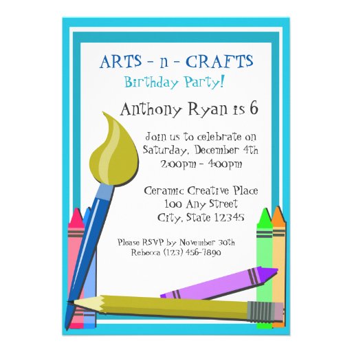 Art Birthday Party Custom Invites