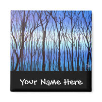 Art Blue Trees Refrigerator Magnets