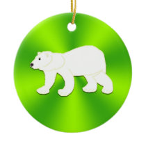 Art by Kids - Polar Bear Sketch - Green Ornaments ornaments