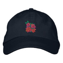 Art Cap: Christmas Hibiscus Flowers. Navy embroidered hats by johndyergallery Art Cap: Christmas Hibiscus Flowers. Navy embroidered hats