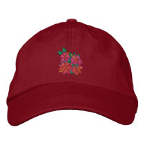 Art Cap: Hibiscus Flowers. Red. embroidered hats by johndyergallery Art Cap: Hibiscus Flowers. Red. embroidered hats