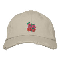 Art Cap: Scruffy Cap. Hibiscus Flowers embroidered hats by johndyergallery Art Cap: Scruffy Cap. Hibiscus Flowers embroidered hats