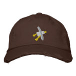 Art Cap: Scruffy Seagull Design. Chocolate Embroidered Baseball Cap