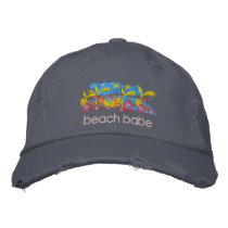 Art Cap: Tropical Beach Babe Design embroidered hats by johndyergallery Art Cap: Tropical Beach Babe Design embroidered hats