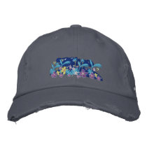 Art Cap: Tropical Moonlight and Signature embroidered hats by johndyergallery Art Cap: Tropical Moonlight and Signature embroidered hats