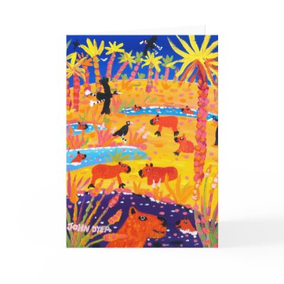 Art Card: Brazilian Capybara. Pantanal Brazil by johndyergallery