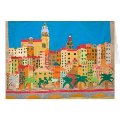 Art Card: Menton. Collage and paint. by galeriemonaco