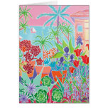 Art Card: Patchwork Flowers and Pink Sky, Menton