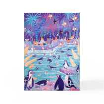 Art Card: Purple Penguin Party at the Zoo by johndyergallery Art Card: Purple Penguin Party at the Zoo