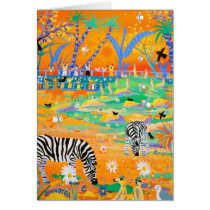 Art Card: Stripy Safari Sunset at the Zoo. Zebras. by johndyergallery Art Card: Stripy Safari Sunset at the Zoo. Zebras.