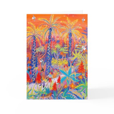Cartão da arte: Dando uma volta sob um por do sol  por johndyergallery