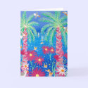Cartão da arte: Mar azul tropical e palmas cor-de- cartões by johndyergallery Cartão da arte: Mar azul tropical e palmas cor-de- cartões