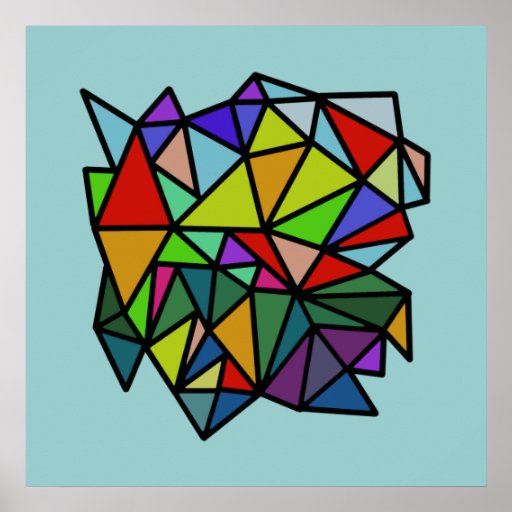 art colorful geometric triangles poster Zazzle