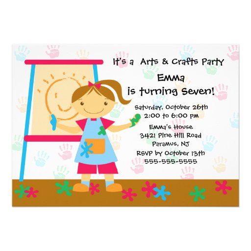 Art & Craft Birthday Party Personalized Invites