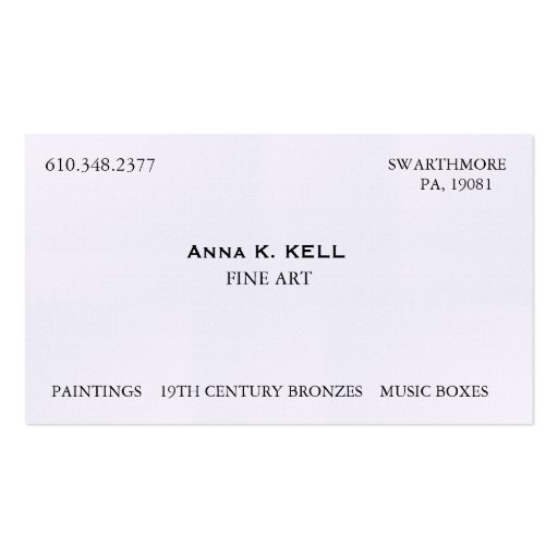 Art Dealer Business Cards (front side)