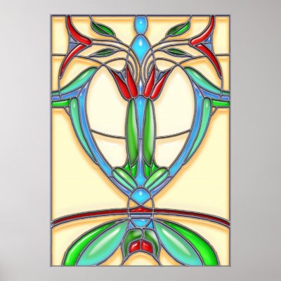Art Deco Abstract Tulips Poster by ElainePlesser