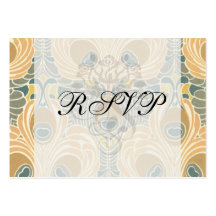 art deco art nouveau peacock pattern art business card