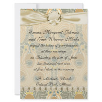 art deco art nouveau peacock pattern art custom invitations