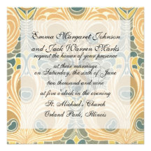 art deco art nouveau peacock pattern art invites