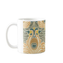 art deco art nouveau peacock pattern art coffee mug