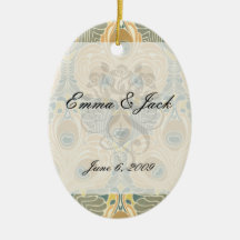 art deco art nouveau peacock pattern art christmas tree ornaments