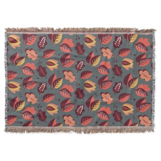 Art Deco Autumn Colors Falling Leaf Foliage Throw