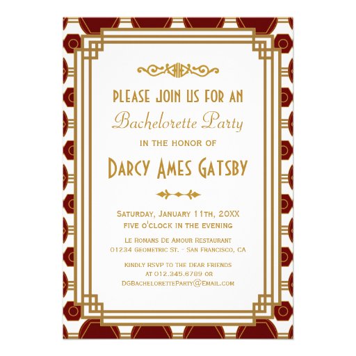 Art Deco Bachelorette Party Invitations