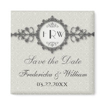 Art Deco Band Taupe Save the Date Magnet