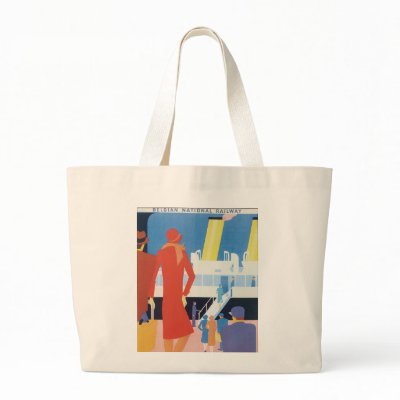 Art Deco Belgian Ferry Poster Tote Bag by RetroCommunications