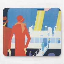 Art Deco Belgian Ferry Poster Mouse Pad