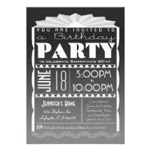 Art Deco Birthday Invitation - Gatsby Style Grey