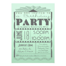 Art Deco Birthday Invitation - Gatsby Style Mint