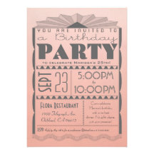 Art Deco Birthday Invitation - Gatsby Style Ombre