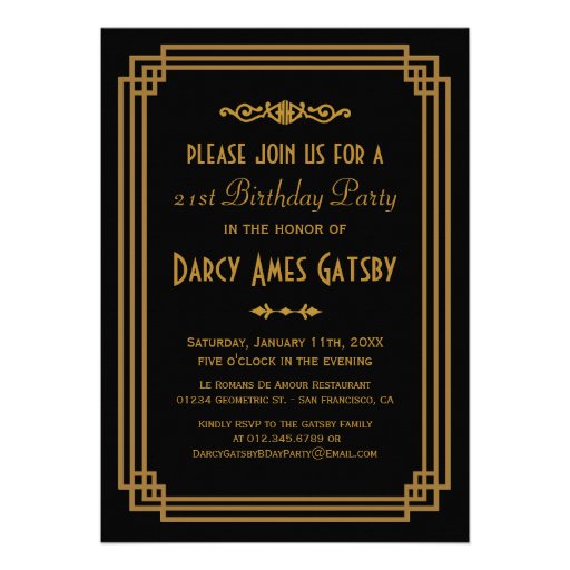 Art Deco Birthday Party Invitations