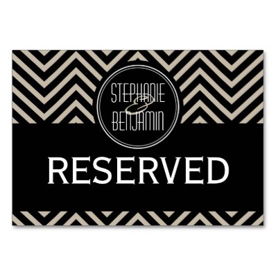 Art Deco Black and Beige Chevron Pattern Card