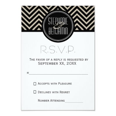 Art Deco Black and Beige Chevron Pattern Announcements