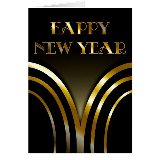 Art Deco Black and Gold New Years Card Zazzle