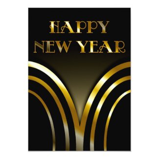 Art Deco Black and Gold New Years Party Invitation