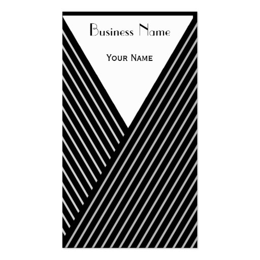 Art Deco Black and White Stripe Business Card (front side)