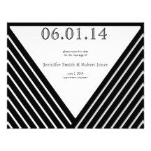 Art Deco Black and White Stripe Save the Date Invite