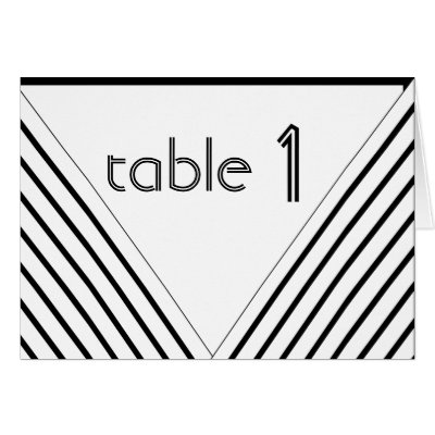 Art Deco Black and White Stripe Table Number Greeting Cards by NoteableExpressions