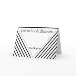 Art Deco Black and White Stripe Thank You Greeting Card