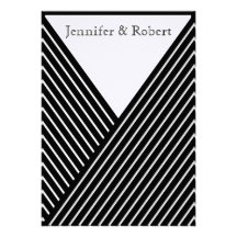 Art Deco Black and White Stripe Wedding Invitation