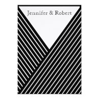 Art Deco Black and White Stripe Wedding Invitation