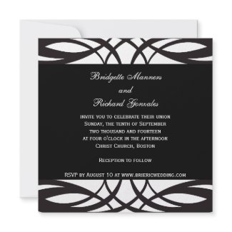 Art Deco Black and White Wedding Invitations Back invitation